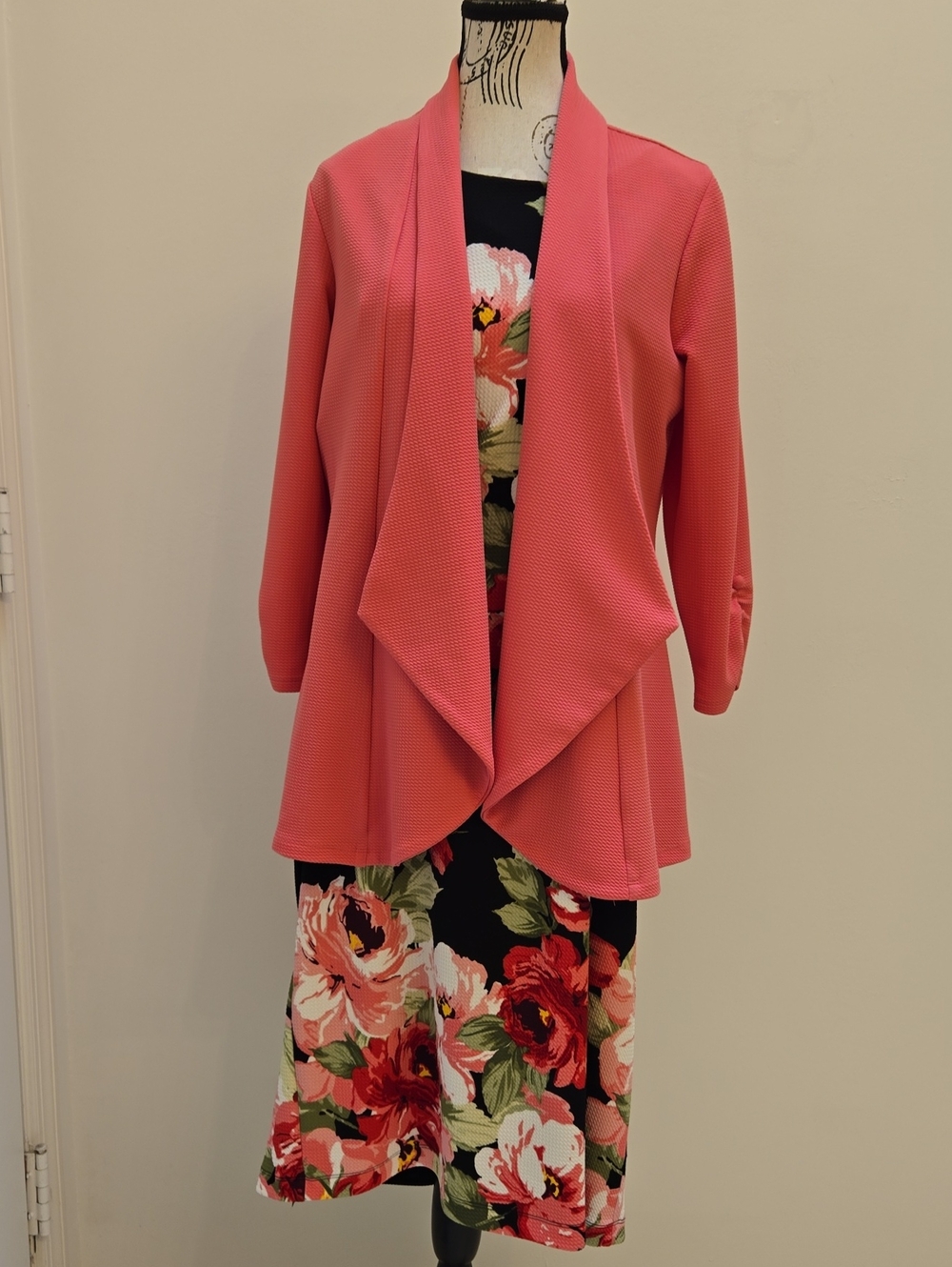 Travel Elements Women's Coral Open-Front Draped Jacket Size L